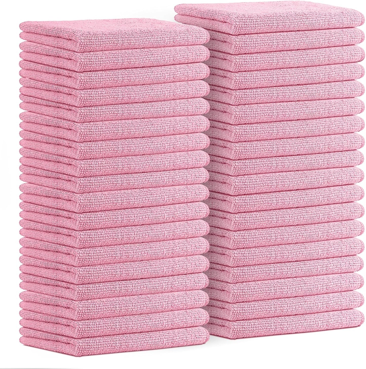Avalon Towels Microfiber Cleaning Cloths (Value Pack of 36) Size 16" x 16", Highly Absorbent Cleaning Rags, Lint Free Cleaning Towels, Reusable and Washable, Microfiber Towels for Cars (Pink)