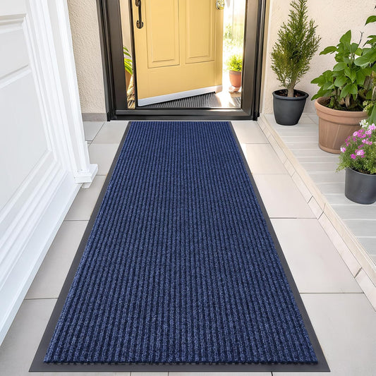 OLANLY Front Door Mat Indoor Outdoor Entrance, Waterproof Heavy Duty Doormat, Fade Resistant, Low Profile, Easy Clean Patio Porch Welcome Floor Mats for Entry, 47x23, Blue
