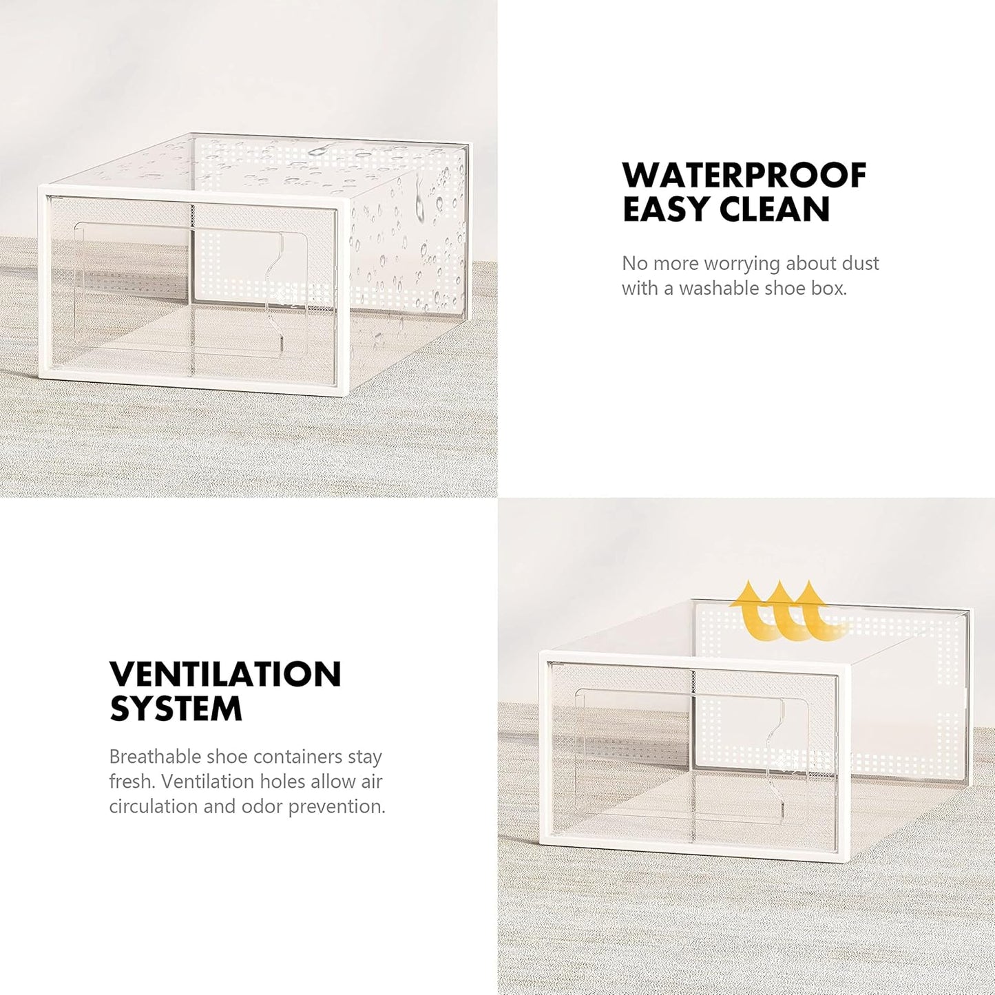 SEE SRPING XX-Large Shoe Storage Box Fit Size 14, Clear Plastic Stackable Shoe Organizer for Closet, Shoe Rack Sneaker Containers Bins Holders, Drawer Organize Unit, 12 Pack Clear