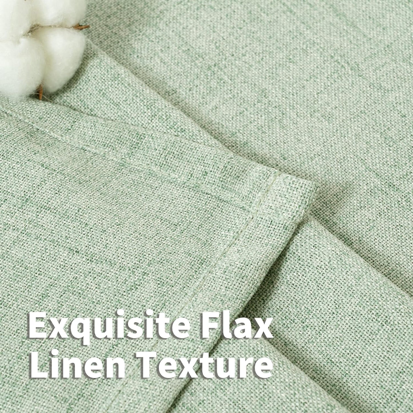 YoungsTex Light Green Linen Semi Sheer Curtains 84 Inch Length 2 Panels for Living Room, Sage Boho Light Filtering Drapes with Back Tab Rod Pocket Window Treatments for Dining Bedroom, 52 X 84 Inch