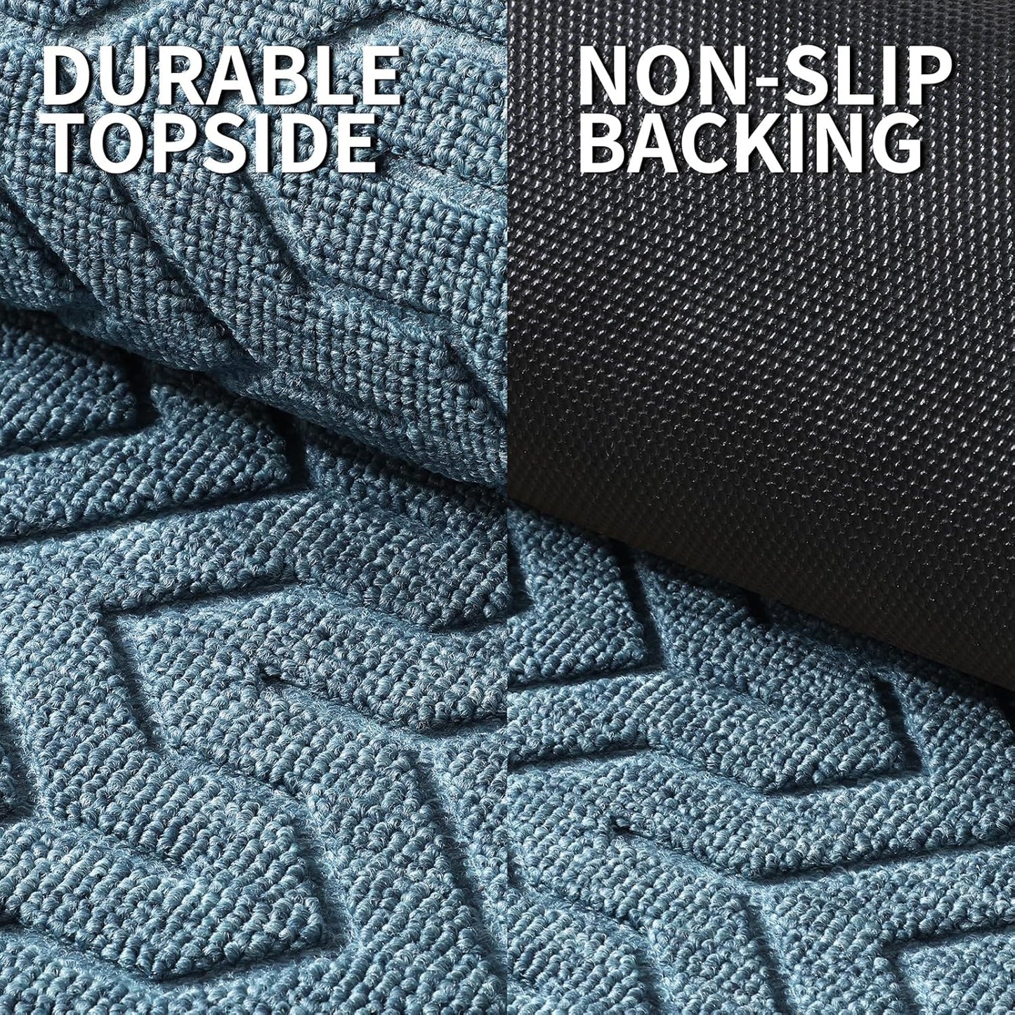 Yimobra Front Door Mat Outside Entrance 29.5x17, Waterproof Heavy Duty Outdoor Mats for Front Door, Non Slip Rubber Entry Mat for Garage Patio, Mix Blue