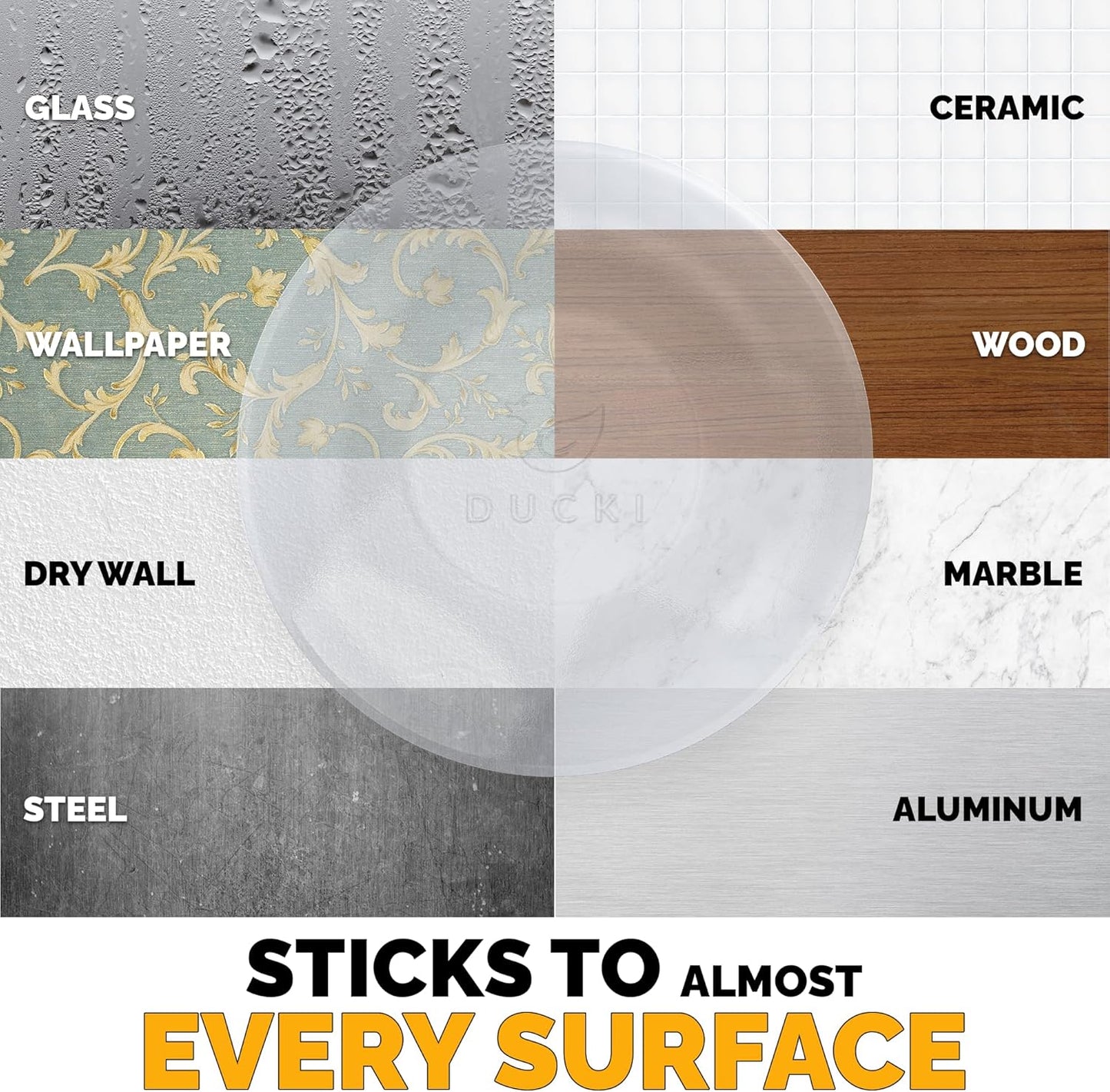 Ducki Door Stop Wall Protector | Self Adhesive Door Knob Wall Protectors from Door Knobs | Rubber Door Stoppers for Wall Damage & Noise | Durable, Shock Absorbent & Discreet | 8 Pack Clear Door Stops