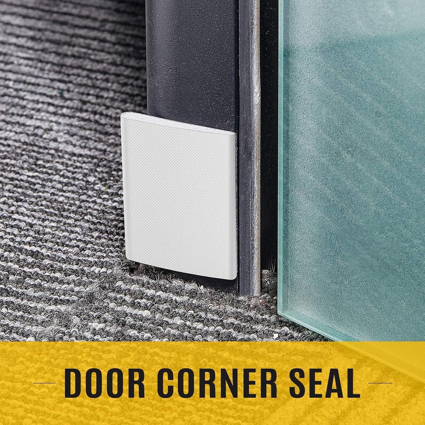 Zonon 64 Pieces Door Corner Seal Weatherstripping Exterior Door Frame Seal Draft Stopper Adhesive Corner Pads for Weather Stripping and Draft Protection (White)