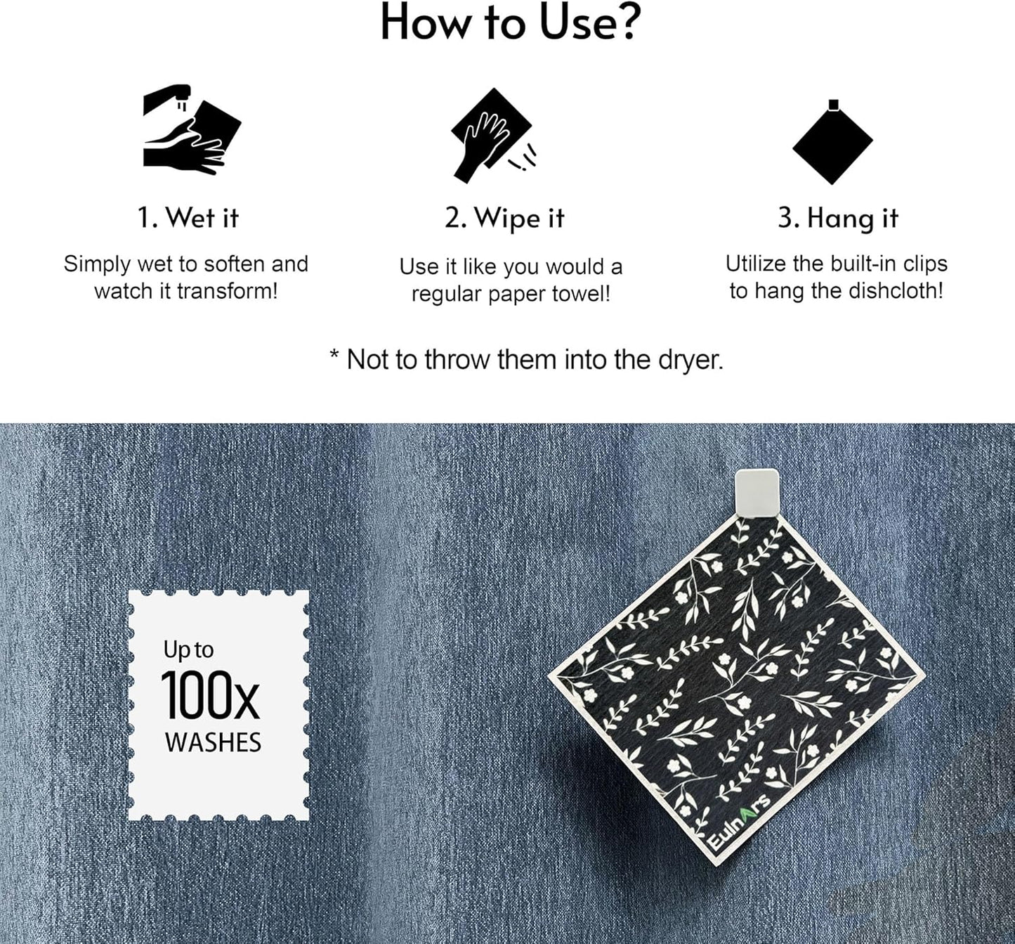 Swedish Dishcloths for Kitchen, 8 Pack Flower Reusable Paper Towels Washable, Non-Scratch Swedish Kitchen Towels, Super Absorbent Cellulose Dish Cloths, Eco Friendly