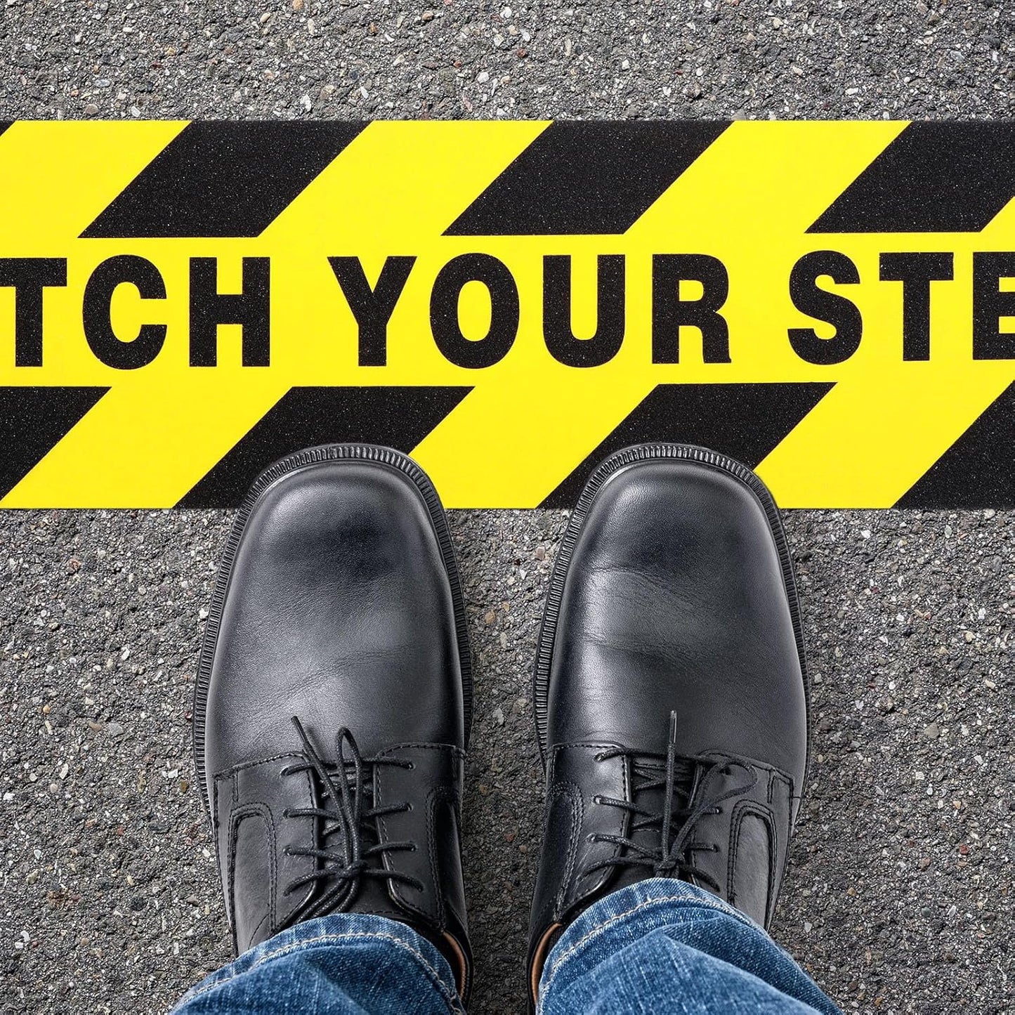 Boao 12 Pieces Watch Your Step Stickers Sign 6 x 24 Inch Caution Watch Your Step Floor Decals Warning Sticker Adhesive Tape Anti Slip Abrasive Tape for Workplace Safety Wet Floor Caution