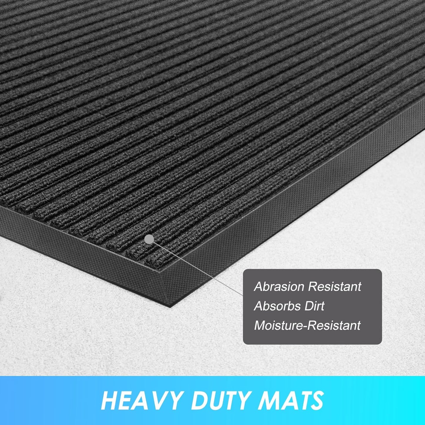 Vicwe Front Door Mat Indoor Outdoor Entrance, 36"x24" Heavy Duty Non-Slip Rubber Doormats, Low Profile,Easy Clean Entryway Floor Mats for Outside, Porch, Patios,Black