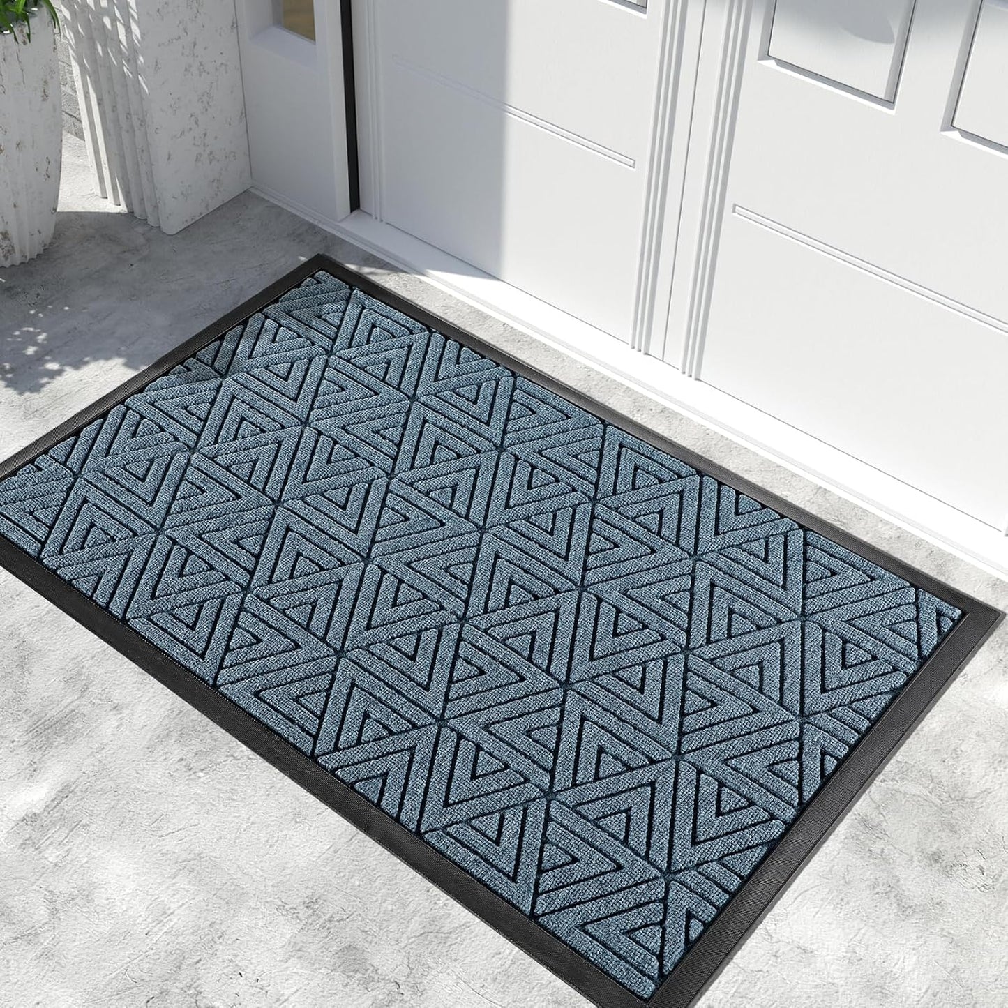 Yimobra Extra Large Door Mat 60x32, All-Weather Waterproof Non-Slip Welcome Matt Outdoor, Heavy Duty Non Slip Doormat for Entryway for Patio and Garage Indoor, Easy Clean, Mix Blue