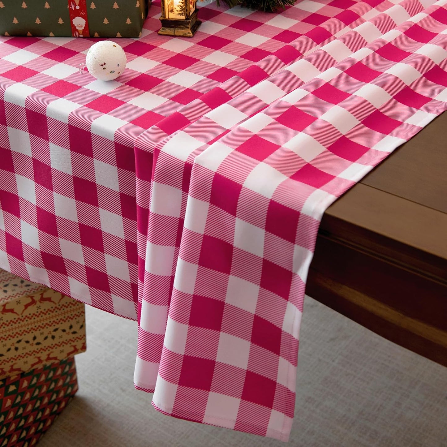 Waterproof Checkered Tablecloth Fabric - Rectangle 58x84 Inch Valentines Table Cloth for Indoor/Outdoor Use - Valentine's Table Cover for Kitchen, BBQs, and Parties