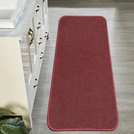 Bath Mat,Ultra Thin Bathroom Runner Rugs,Large Bath Mats for Bathroom,Quick Dry,Non-Slip,Machine Washable,Low Pile,Bath Rug,Shower Outside,Sink,Home Decor Accessories.Red,1'9"x3'11"（21x47inch）