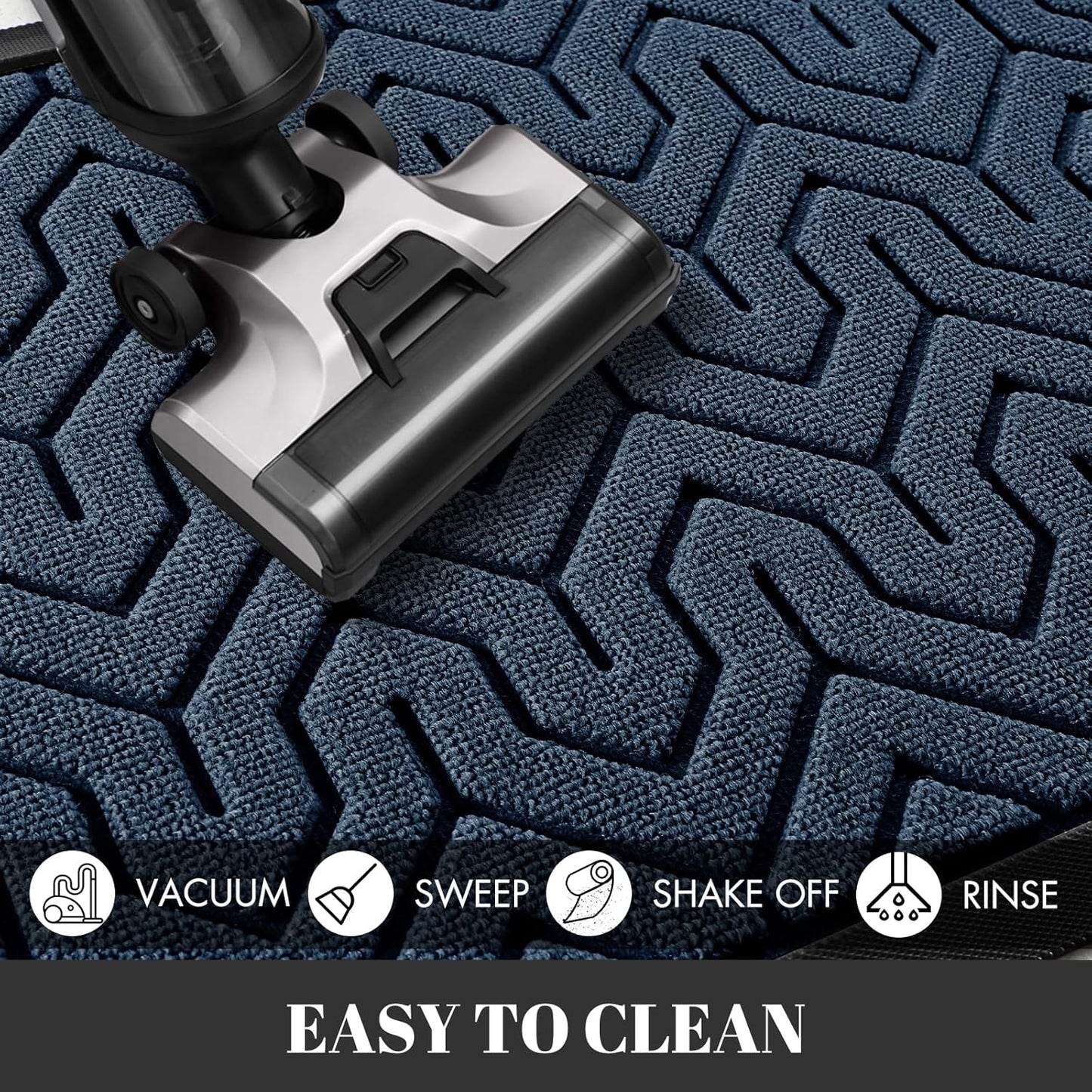 Yimobra Extra Large Door Mat Outside Entrance 60x32, Waterproof Heavy Duty Outdoor Mats for Front Door, Non Slip Rubber Entry Mat for Garage Patio, Easy Clean, Blue