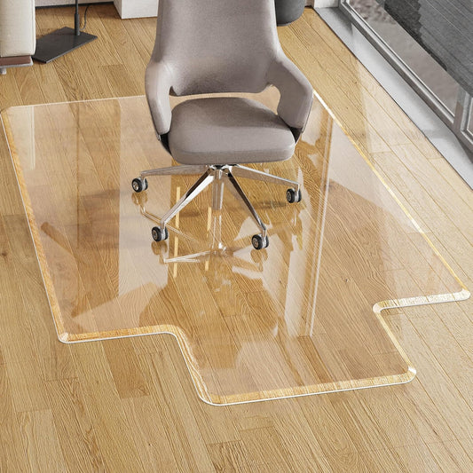 Beveled Edge Irregular Office Chair Mat with Lip for Carpet or Hardwood Floor Crystal Clear 36" x 48" Smooth Glide and Easy Roll On/Off, Heavy Duty and Non-Slip Pad Floor Chair Mat with Lip