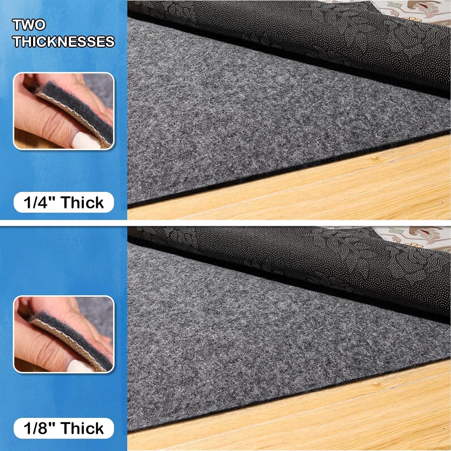 Non-Slip Rug Pads 7 x 10ft, 100% Waterproof Extra Large Area Rugs Non Skid Rug Pad for All Floors and Finishes Durable Hardwood Floor Protective Felt Keeps Rugs in Place, Safe and Secure