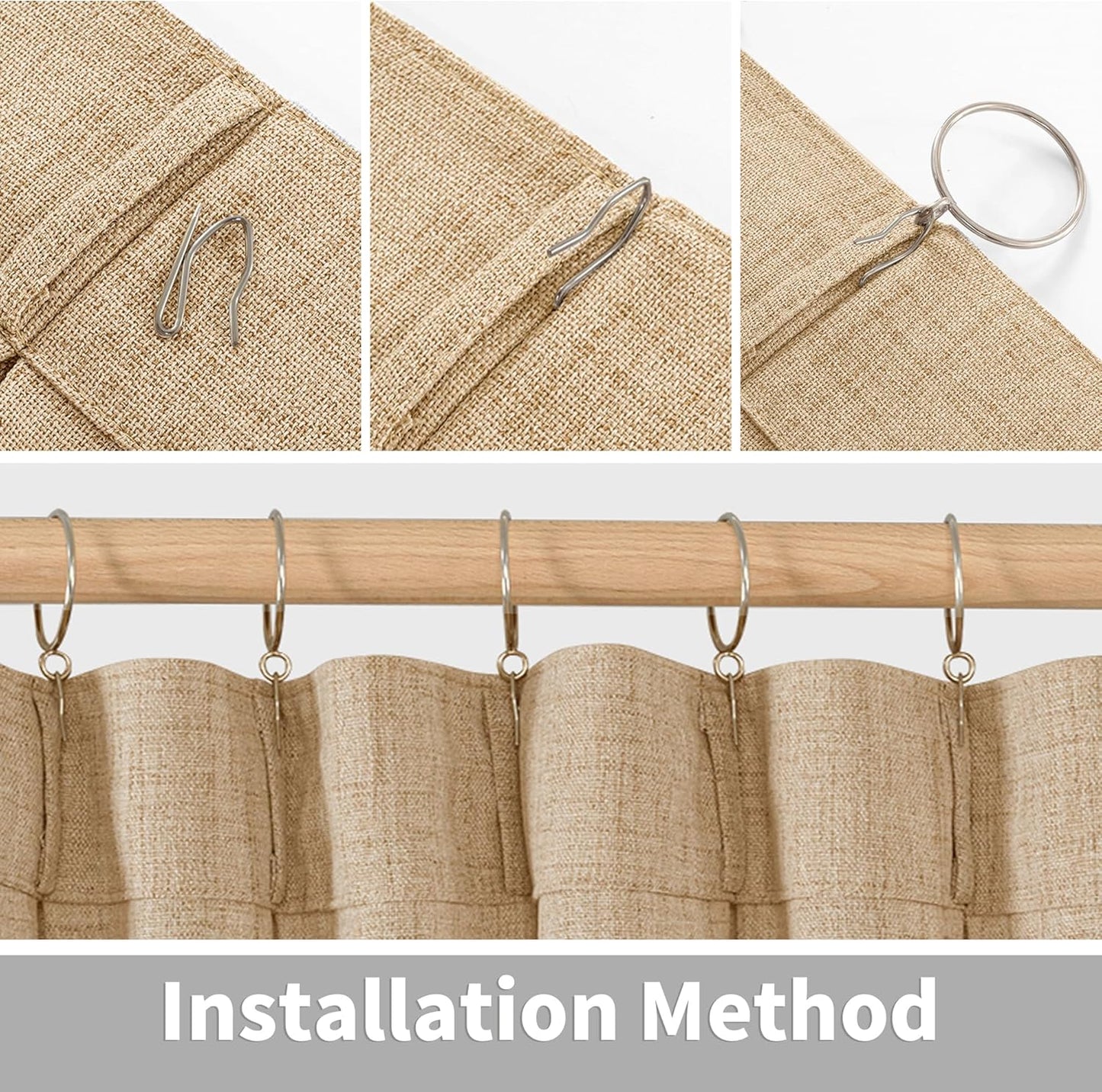 YoungsTex Burlap Linen Semi Sheer Curtains 84 Inch Length for Living Room, Toffee Light Filtering Window Treatments Natural Rustic for Farmhouse Bedroom, 2 Panels, 40 X 84 Inch