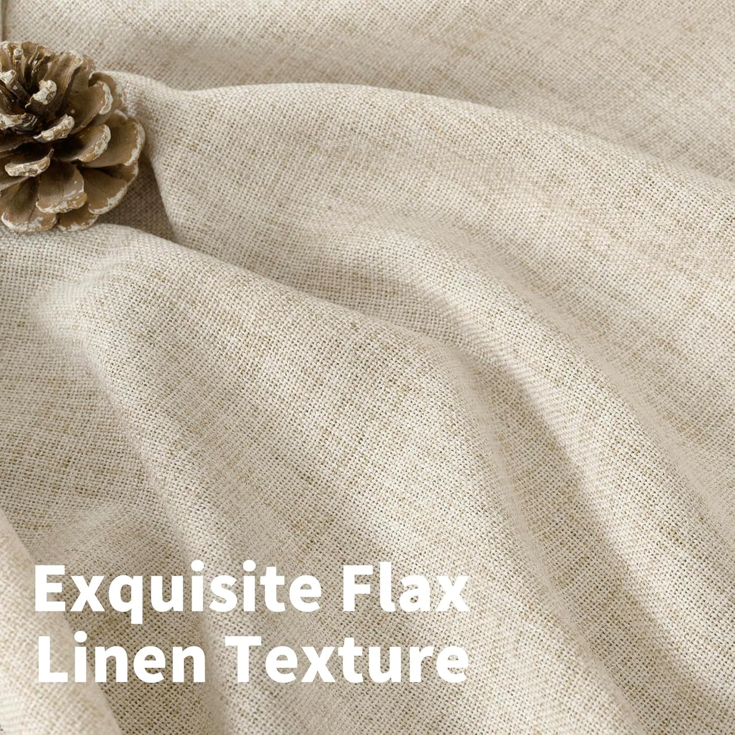 YoungsTex Short Linen Curtains 36 Inch Length for Kitchen Window, Light Filtering Drapes Semi Sheer with Rod Pocket Back Tab for Bathroom Cafe, 2 Panels, 42 X 36 Inch