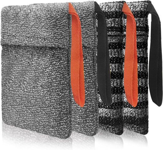 4 Pack Soap Bag Different Roughness Deep and Gentle,Bar Soap Pouch Saver Pocket,Exfoliating Body Scrubber Shower Bath Sponge Loofah (Grey)
