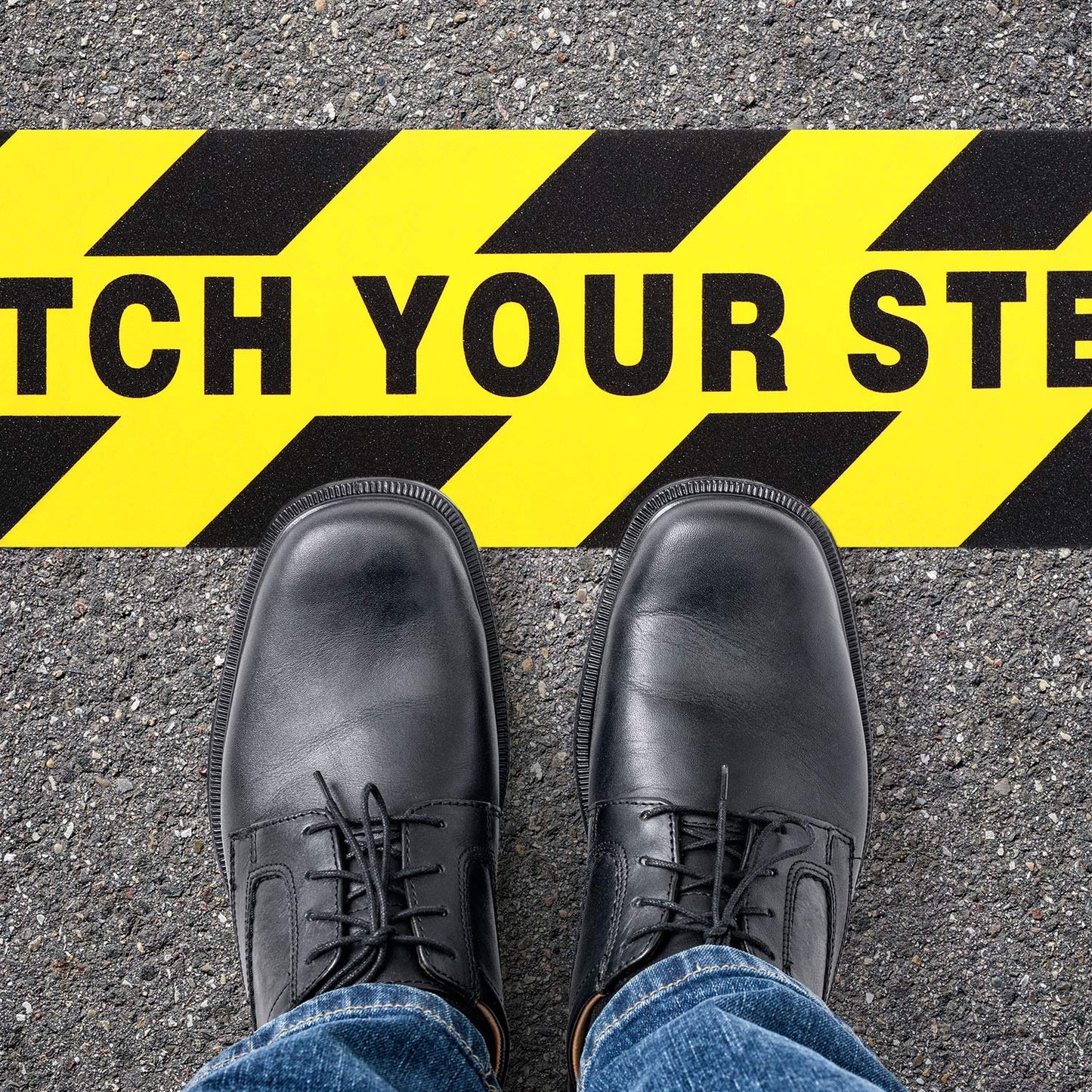 Boao 4 Pieces Watch Your Step Stickers Sign 6 x 24 Inch Caution Watch Your Step Floor Decals Warning Sticker Adhesive Tape Anti Slip Abrasive Tape for Workplace Safety Wet Floor Caution