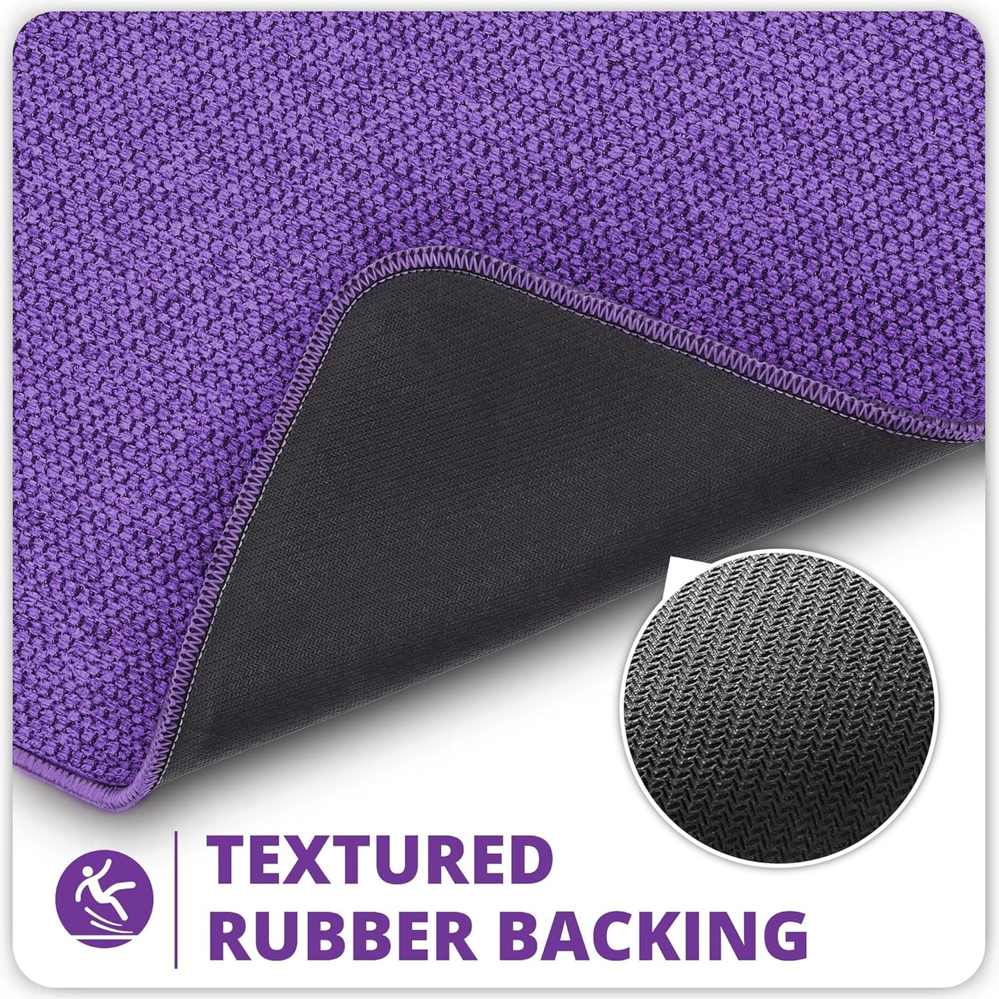 Bath Mat,Ultra Thin Bathroom Runner Rugs,Large Bath Mats for Bathroom,Quick Dry,Non-Slip,Machine Washable,Low Pile,Bath Rug,Shower Outside,Sink,Home Decor Accessories.Purple,1'5"x2'11"（17x35inch）