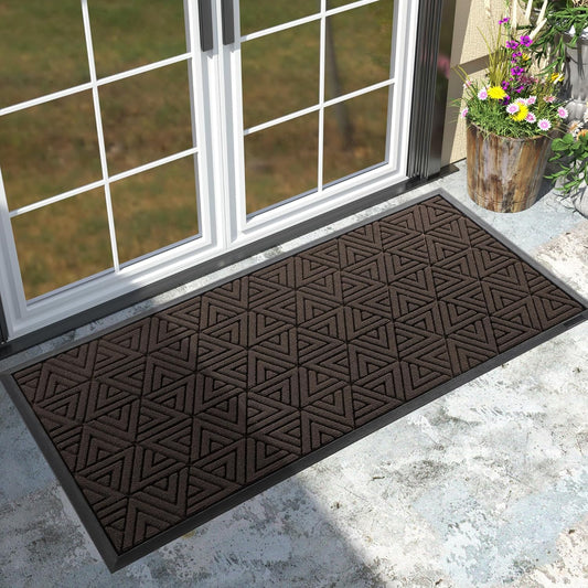 Yimobra Large Door Mat 47x24, All-Weather Waterproof Non-Slip Welcome Matt Outdoor, Heavy Duty Non Slip Doormat for Entryway for Patio and Garage Indoor, Easy Clean, Brown