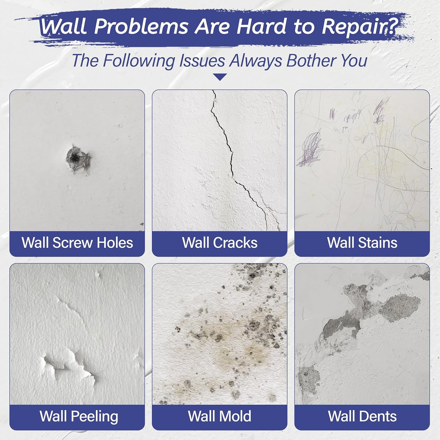 Oriflame Drywall Repair Kit: 8.5 Ounce Spackle Wall Repair with Patch/Scraper/Sandpaper/Gloves - White Wall Putty for Nail Holes/Cracks/Dents/Stains/Peeled Wall