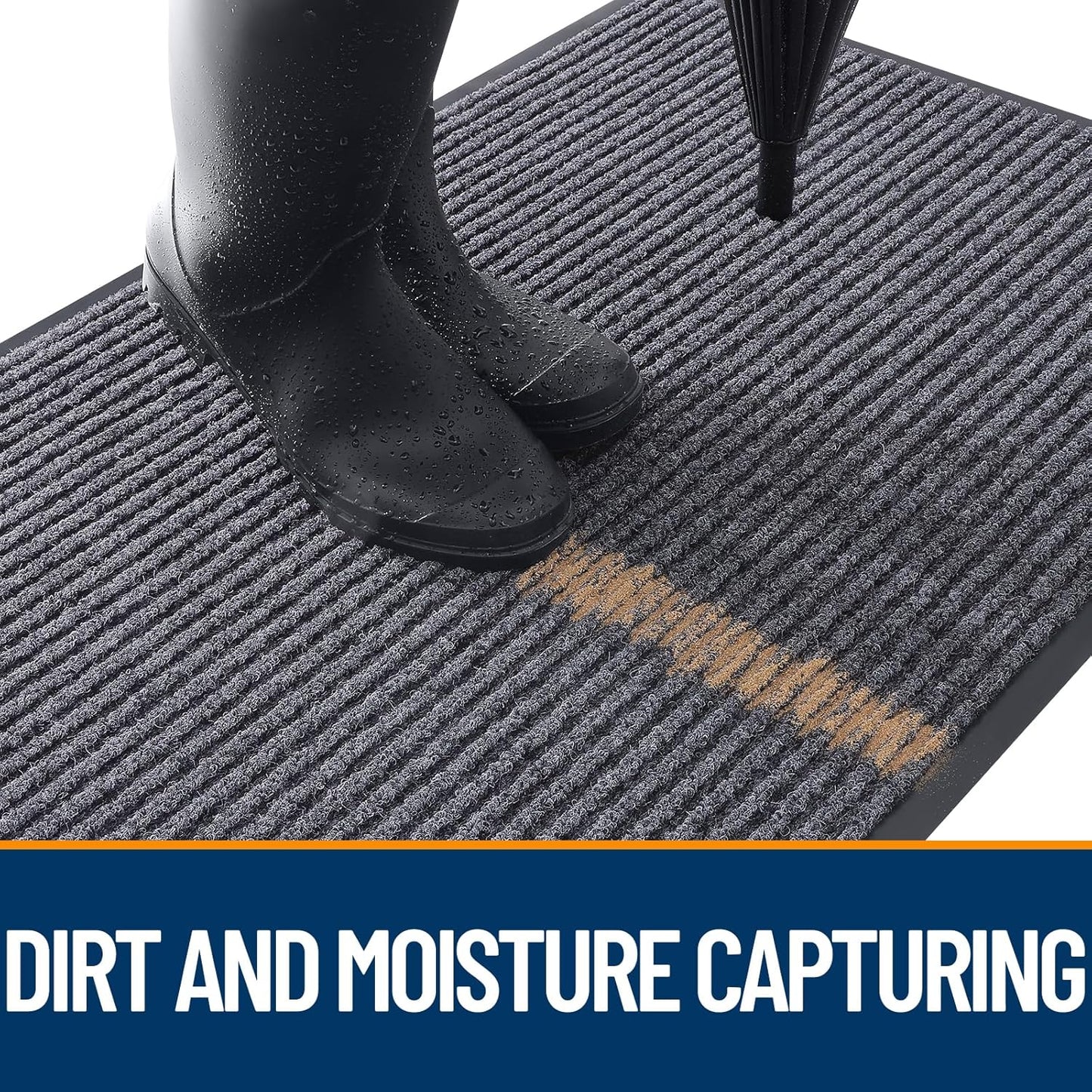 OLANLY Front Door Mat Indoor Outdoor Entrance, Waterproof Heavy Duty Doormat, Fade Resistant, Low Profile, Easy Clean Patio Porch Welcome Floor Mats for Entry, 47x32, Grey