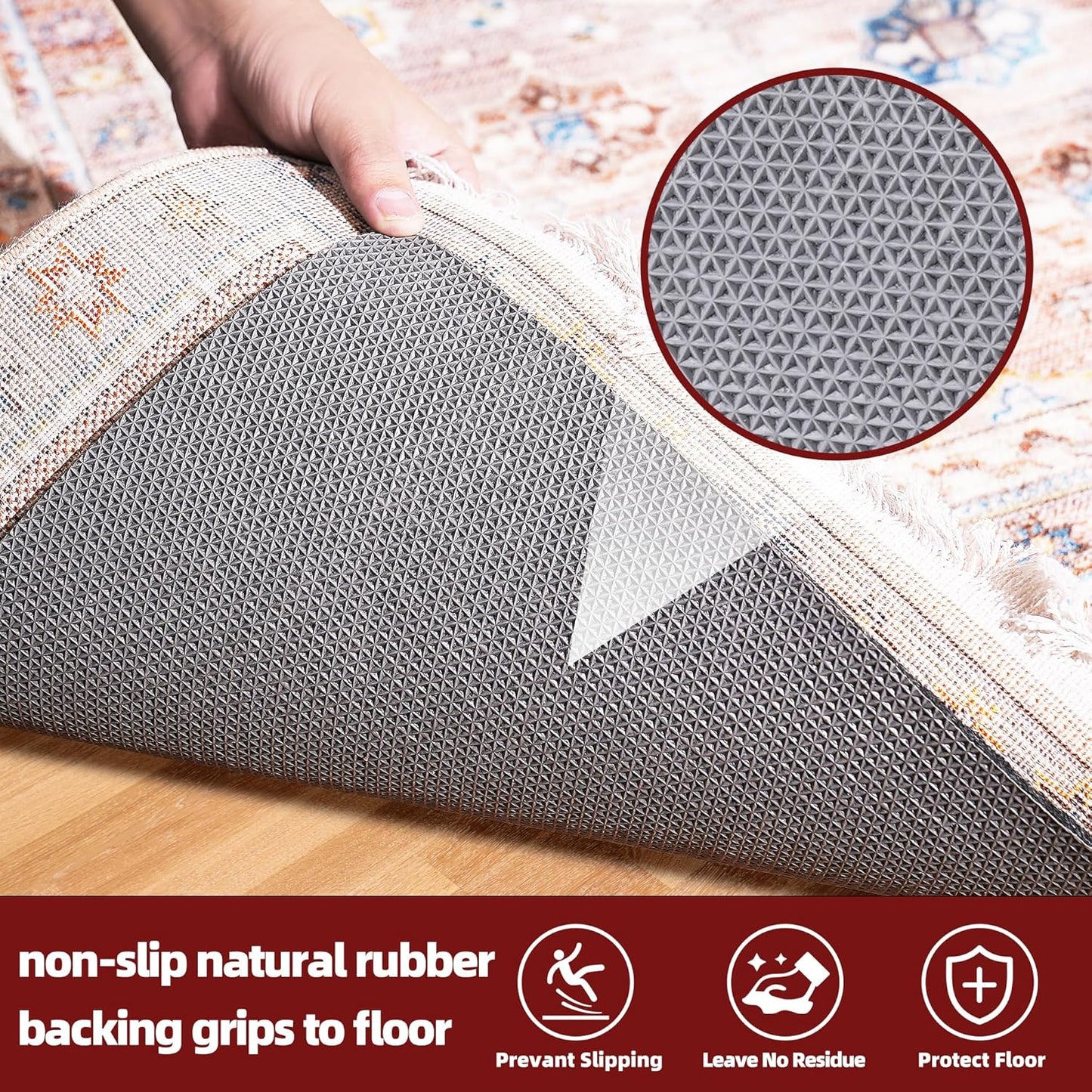 BAGAIL Felt and Natural Rubber Backing Rug Pads 1/4” Thick, 4 x 6 Ft Non Slip Carpet Gripper Keep Rugs in Place, Under Area Rug Protective Cushioned Pads, Carpet Runners, Hardwood Floors Protection