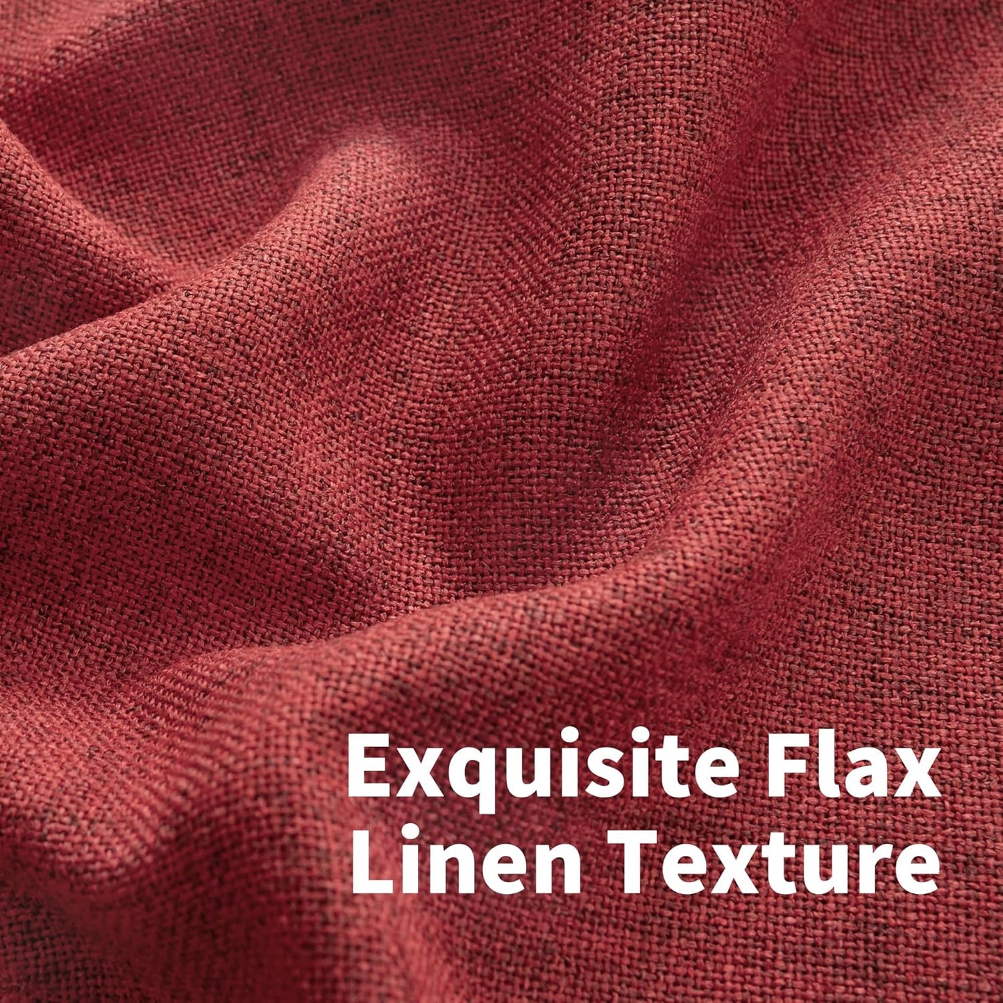 YoungsTex Red Linen Semi Sheer Curtains 78 Inch Length for Living Room, Christmas Light Filtering Window Drapes with Rod Pocket Back Tab for Dining Bedroom, 2 Panels, 52 X 78 Inch