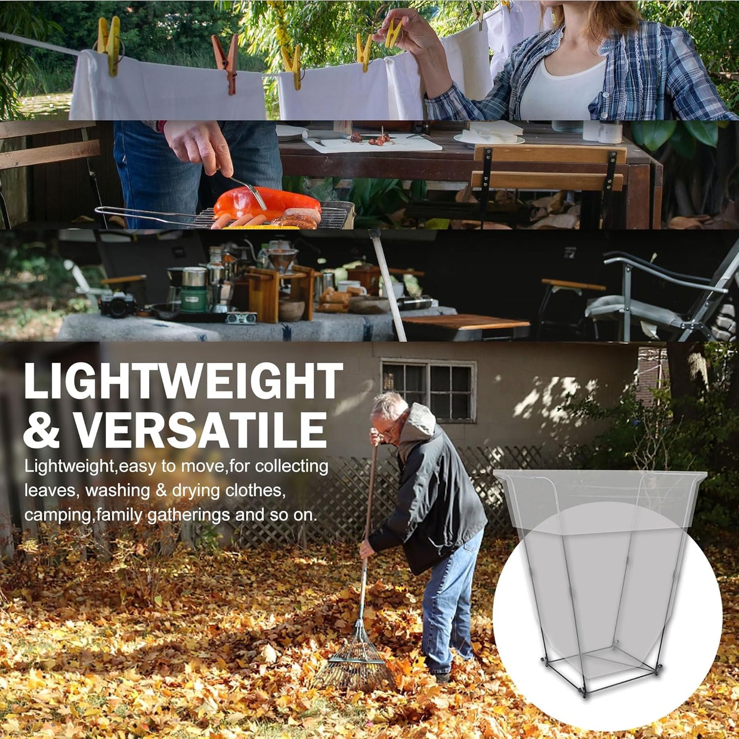 Metal Trash Bag Holder - Garbage Bag Holder Frame Holds 30-45 Gallon Bags-Multi-Use Outdoor Leaf Bag Stand for Yard Camping Garden Lawn Party Supplies (1 Pcs)