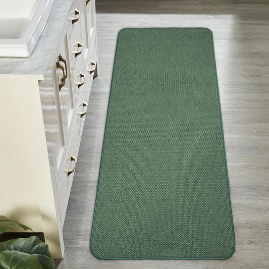 Bath Mat,Ultra Thin Bathroom Runner Rugs,Large Bath Mats for Bathroom,Quick Dry,Non-Slip,Machine Washable,Low Pile,Bath Rug,Shower Outside,Sink,Home Decor Accessories.Green,2'x5'（24x60inch）