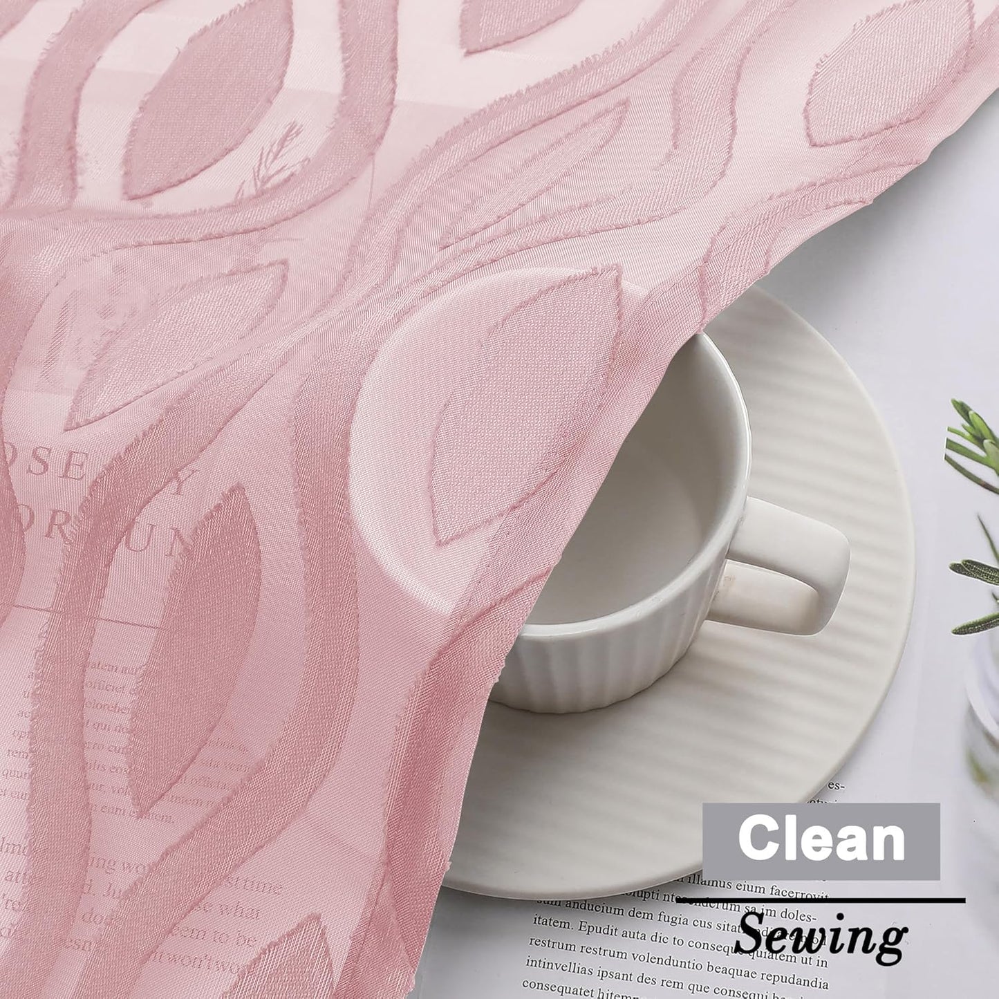 Aiyufeng Blush Pink Sheer Curtains 84 Inches Long 2 Panels Set, Soft Airy Lightweight Transparent Wavy Line Jacquard Farmhouse Curtians for Bedroom Living Room, Dual Rod Pocket, Total 80 inches Width