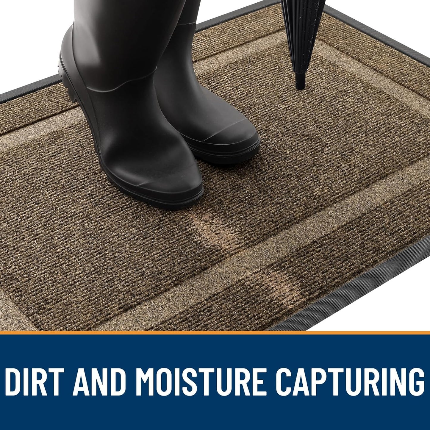 OLANLY Front Door Mat Indoor Outdoor Entrance, Waterproof All-Season, All-Weather Doormat, Sturdy Natural Rubber, Fade Resistant, Low Profile, Easy Clean Patio Porch Entryway Mat, 47x32, Brown