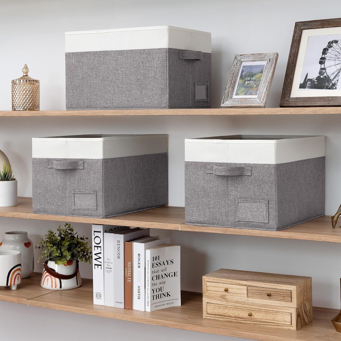 GRANNY SAYS Storage Baskets for Shelves, Fabric Storage Bins for Clothes, Closet Organization Bins, Collapsible Storage Bins with Handles, Decorative Storage Box, Extra Large, 3-Pack