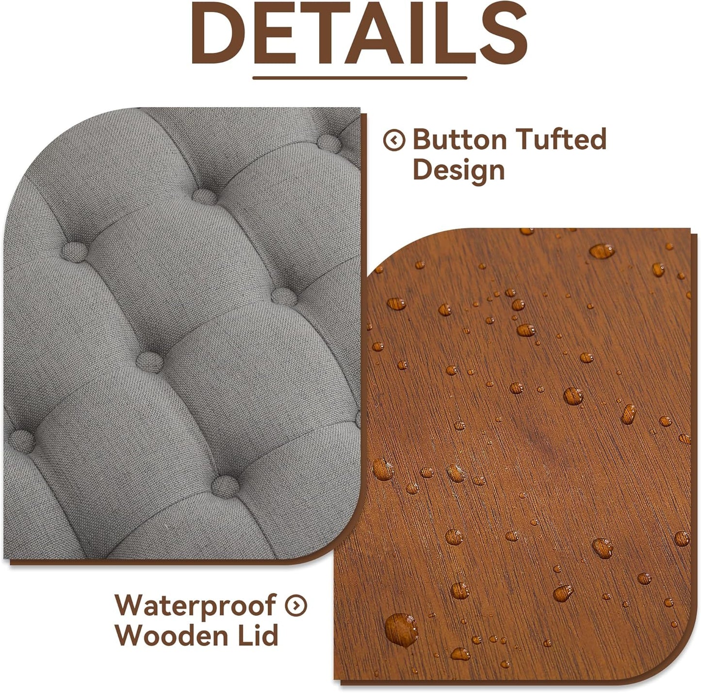 30Inch Round Storage Ottoman with Tray, Modern Tufted Fabric Circle Coffee Table with Storage, Upholstered Ottoman with Removable Top for Living Room, Bedroom, Light Grey