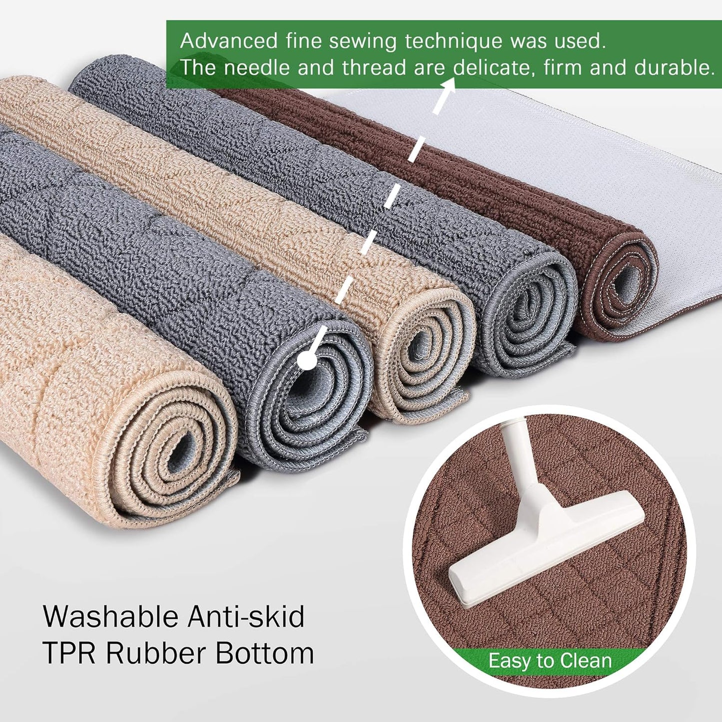 REFETONE Indoor Doormat, Front Back Door Mat 32"x48" Absorbent Rubber Backing Non Slip Door Mats, Low-Profile Resist Dirt Rugs, Machine Washable Door Rug Inside Floor Mat for Entryway, Chocolate