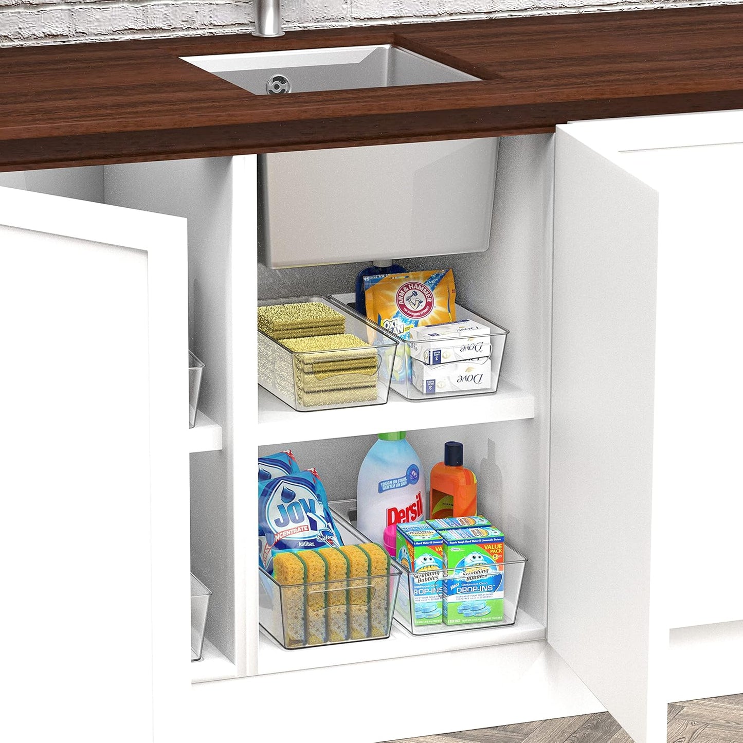 Simple Houseware Pantry Bins Storage Organizer, 8 Packs (4 Medium & 4 Large)