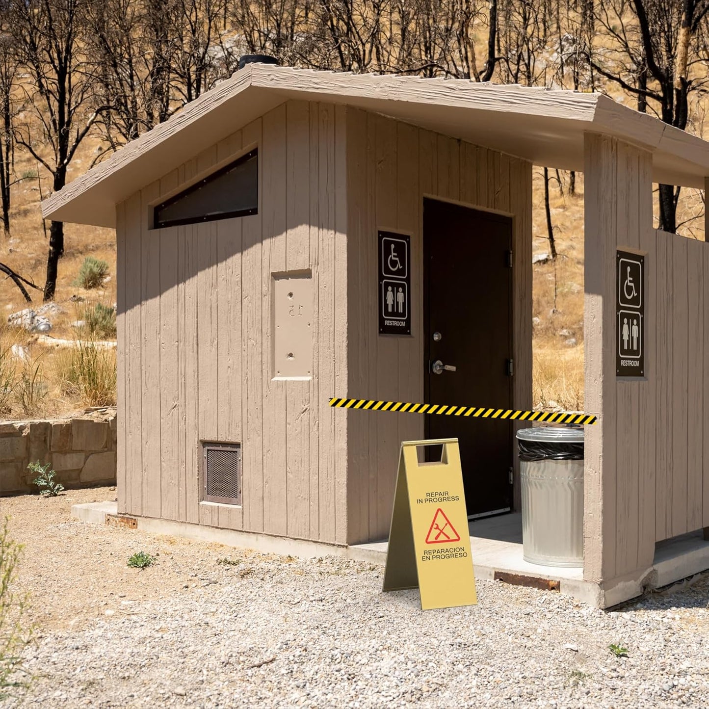 Stainless Steel Repair In Progress Sign Portable Foldable Sign 2-Pack (Gold)