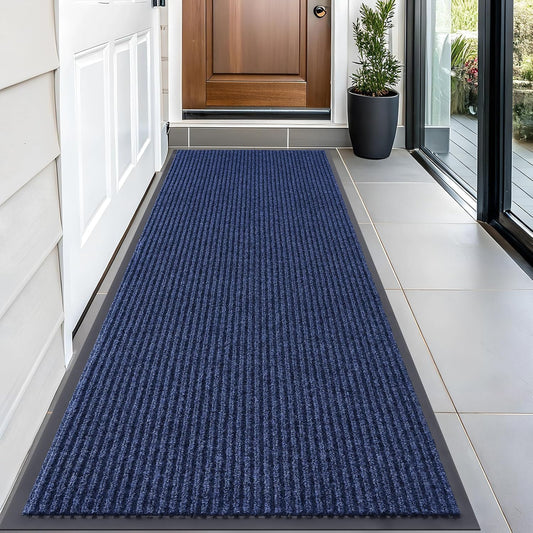 OLANLY Front Door Mat Indoor Outdoor Entrance, Waterproof Heavy Duty Doormat, Fade Resistant, Low Profile, Easy Clean Patio Porch Welcome Floor Mats for Entry, 59x23, Blue
