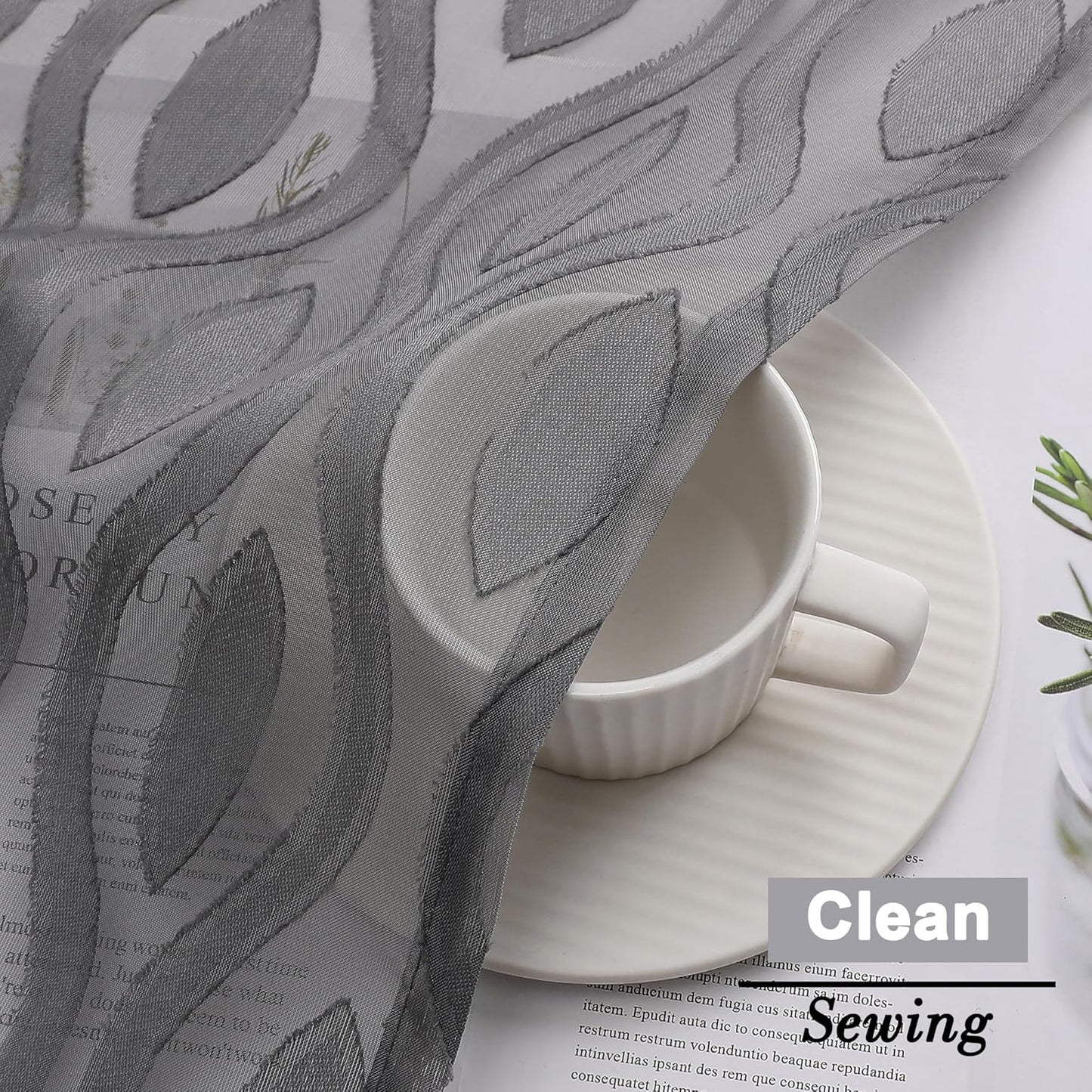 Aiyufeng Sheer Grey Curtains 54 Inch Length 2 Panels, Soft Lightweight Clip Jacquard Textured, Modern Wavy Line Voile for Bedroom Living Room, 40" W x 54" L