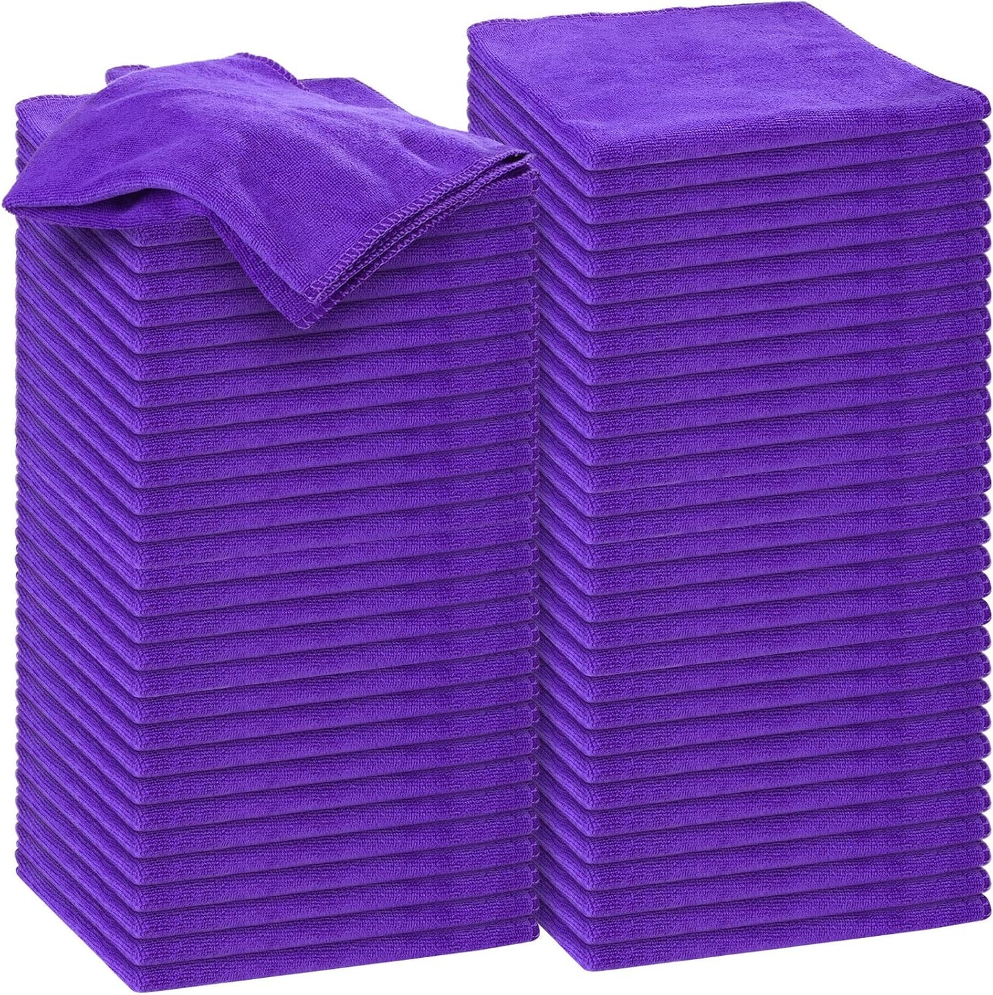 Nuenen Microfiber Cleaning Cloths for Cars 16 x 16 Inch Ultra Absorbent Car Towels Drying Reusable Cleaning Supplies House Kitchen Window Microfiber Towel(Purple,60 Pcs)