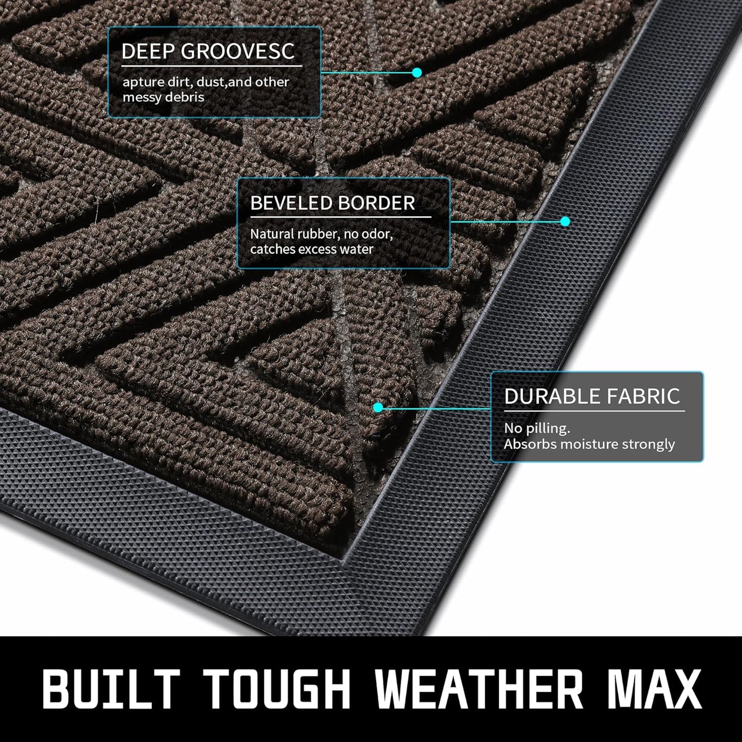 Yimobra Large Door Mat 47x32, All-Weather Waterproof Non-Slip Welcome Matt Outdoor, Heavy Duty Non Slip Doormat for Entryway for Patio and Garage Indoor, Easy Clean, Brown