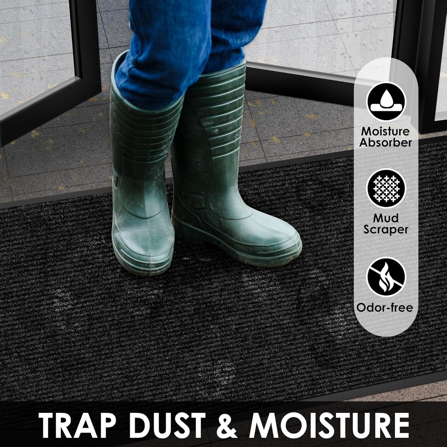 3′ x 33′ Front Door Mat Indoor Outdoor Entrance, Commercial Floor Mat Heavy Duty Dirt Trapper Entryway Doormat, Custom Size Non Slip Rubber Backing Welcome mat, Door Mat for High Traffic Area