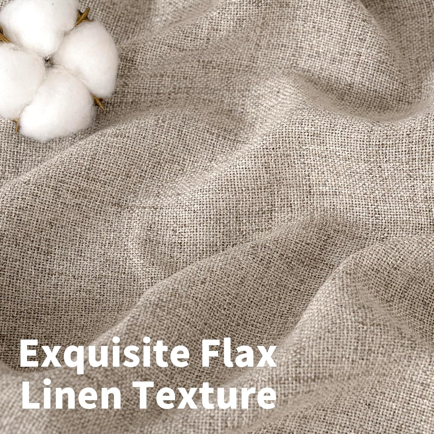 YoungsTex Dark Oatmeal Linen Curtains 40 Inch Length for Kitchen Window, Short Semi Sheer Drapes Burlap Textured Light Filtering with Rod Pocket Back Tab for Cafe Bathroom, 2 Panels, 42 X 40 Inch