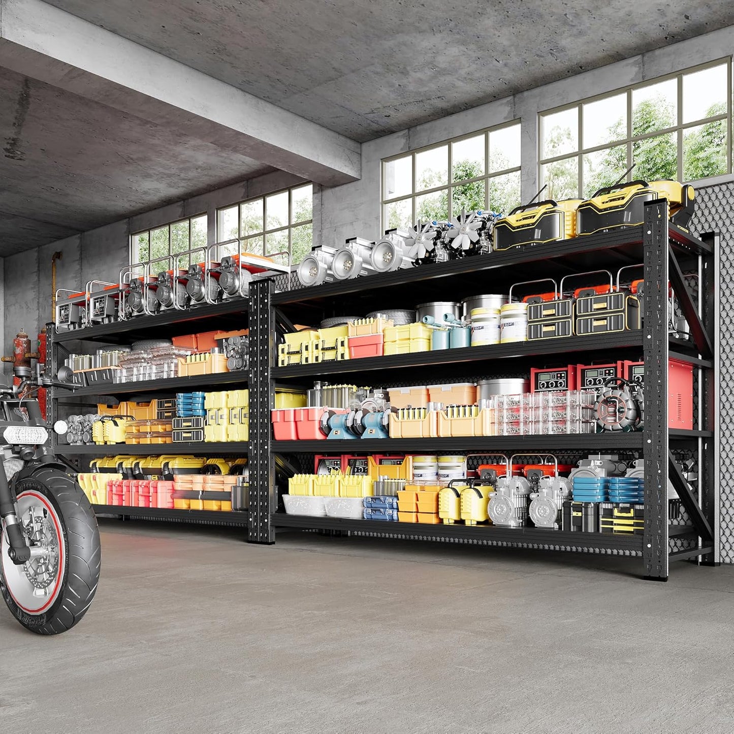 5000LBS Storage Shelves, 71" W Heavy Duty Garage Shelving Unit, Adjustable Industrial Shelving, 4 Tier Metal Shelving for Garage, Supermarket, Warehouse, 71" W x 24" D x 70" H