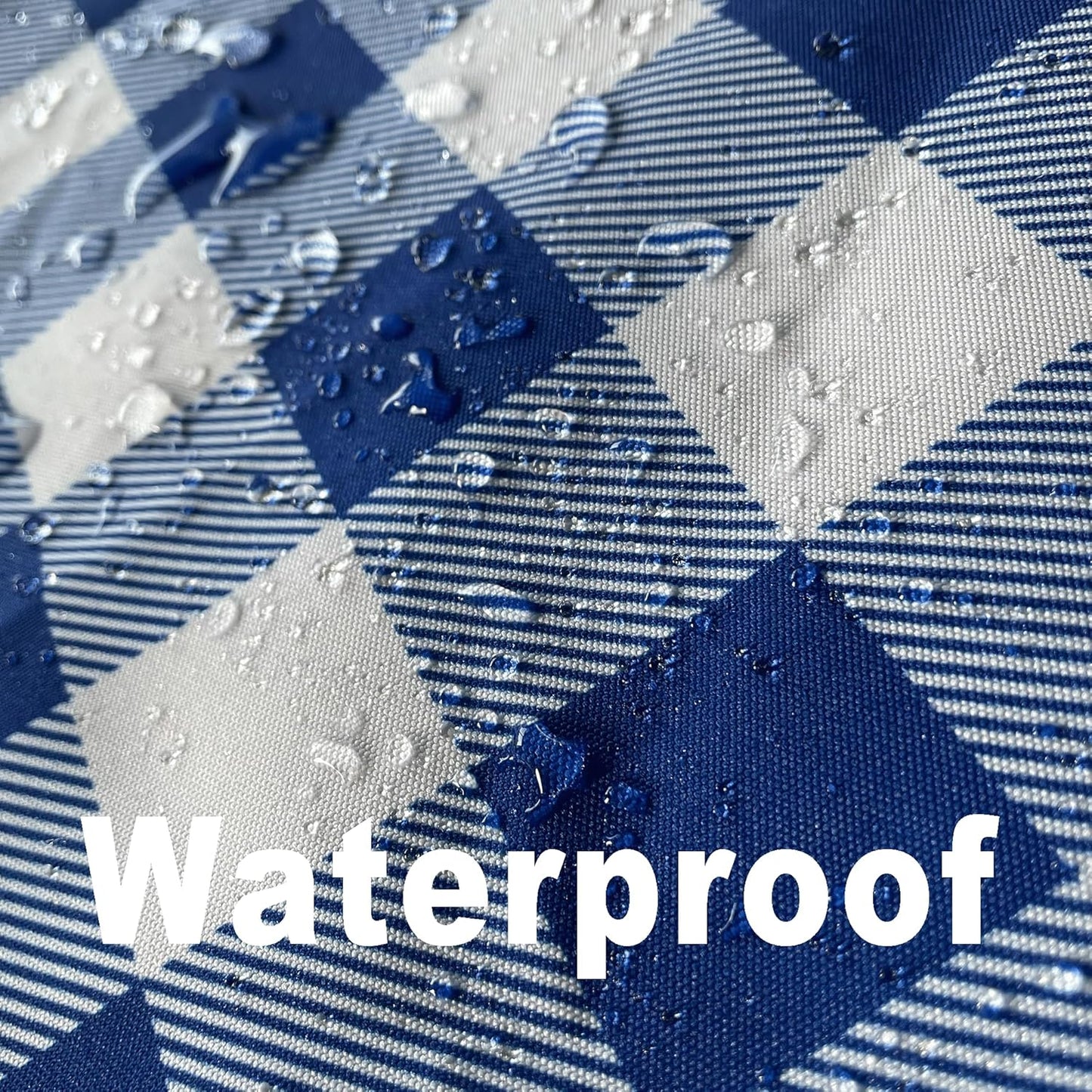 Waterproof Plaid Tablecloth Fabric - Round 120 Inch Classic Gingham Checker Table Cloth for Indoor/Outdoor Use - Buffalo Table Cover for Picnics, BBQs, and Parties