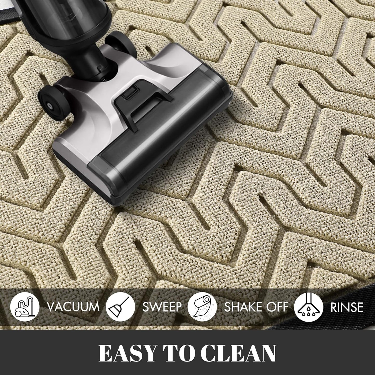 Yimobra Large Door Mat Outside Entrance 47x24, Waterproof Heavy Duty Outdoor Mats for Front Door, Non Slip Rubber Entry Mat for Garage Patio, Easy Clean, Light Beige