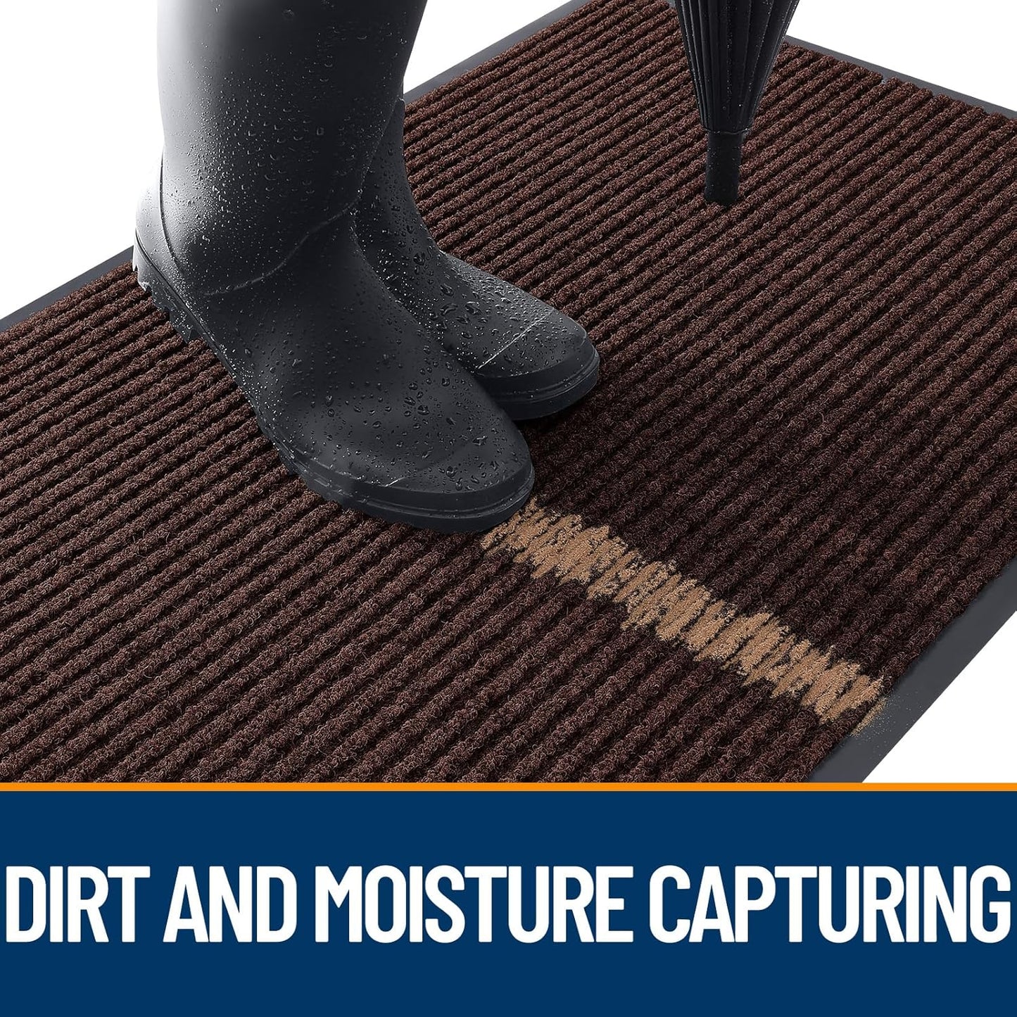 OLANLY Front Door Mat Indoor Outdoor Entrance, Waterproof Heavy Duty Doormat, Fade Resistant, Low Profile, Easy Clean Patio Porch Welcome Floor Mats for Entry, 59x20, Brown