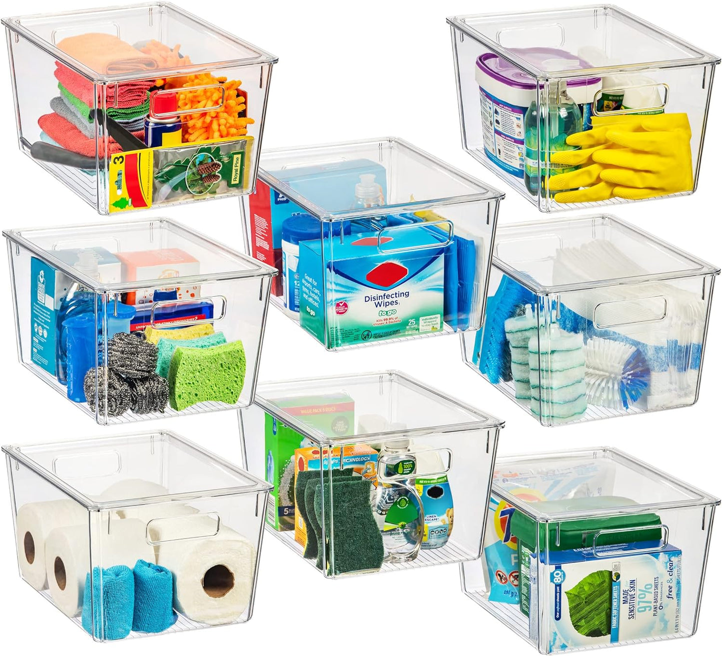 ClearSpace Plastic Storage Bins with Lids X-Large – Perfect Kitchen Organization, Desk Organizer or Pantry Storage – Desktop Organizer, Pantry Organization and Storage Bins, Cabinet Organizers