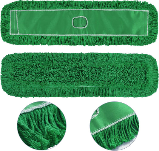 Matthew Cleaning 36'' Industrial Strength Cotton Dust Mop Refill Washable Replacement Heads for Residential & Commercial Use Fit Standard Dust Mop Frames, Hardwood, Concrete Floors Green 1 Pack