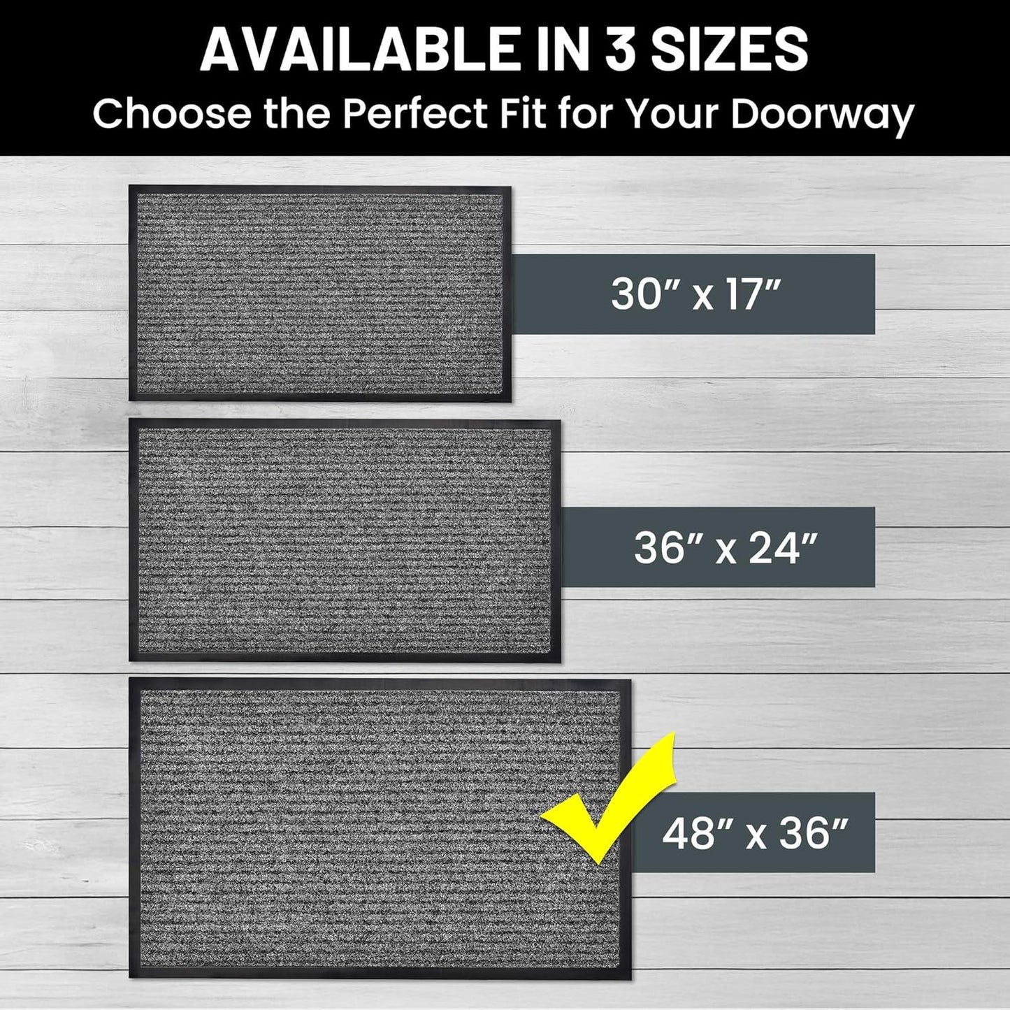 Sierra Concepts Front Door Mat X-Large Welcome Floor Mats - Entryway Indoor Outdoor Entrance Doormat, Patio, Porch, Muddy Dog Shoe, Inside Outside Low Profile 48x36in, 2-Pack Battleship Gray