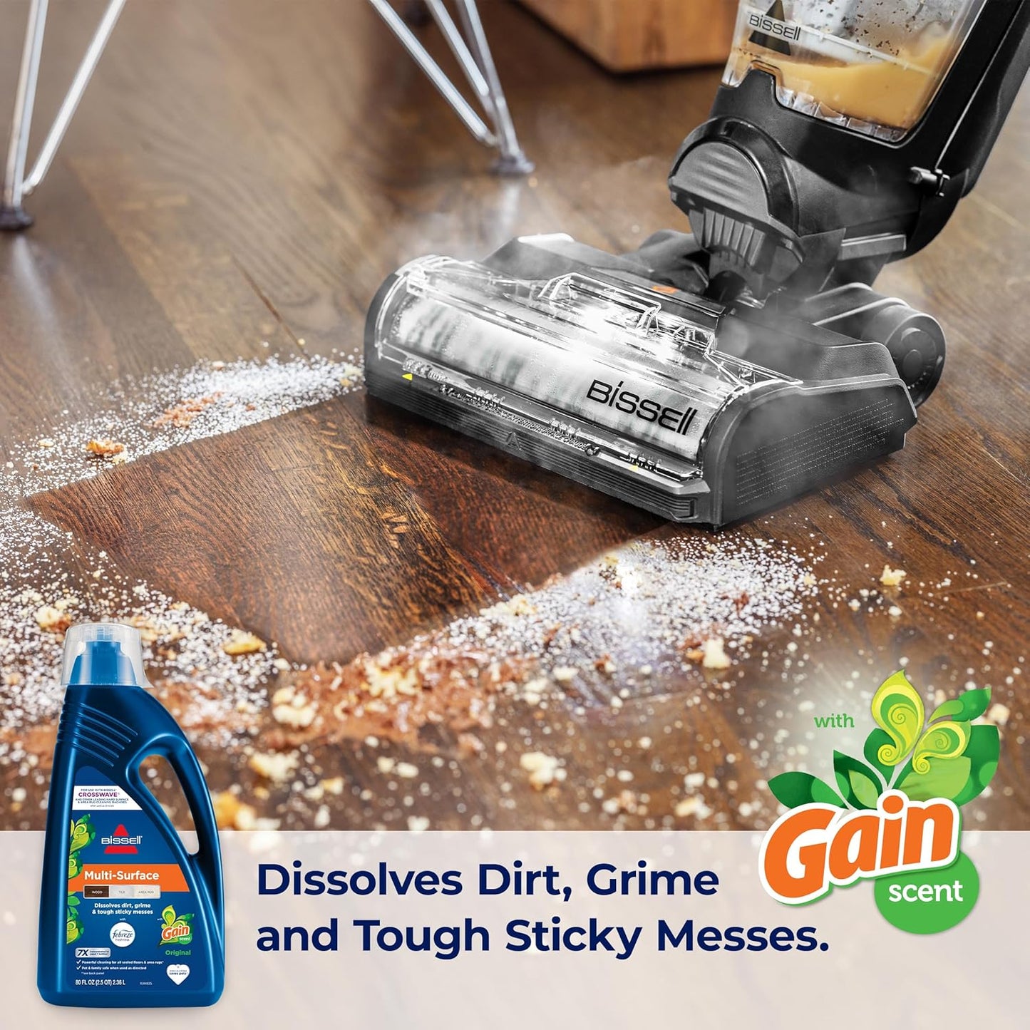 Bissell® Multi-Surface with Febreze + Gain, 3445G, 80 oz, Safe of Sealed Hard Floors and Area Rugs, Dissolves Dirt, Grime, and Tough Sticky Messes, Febreze Original Gain Scent