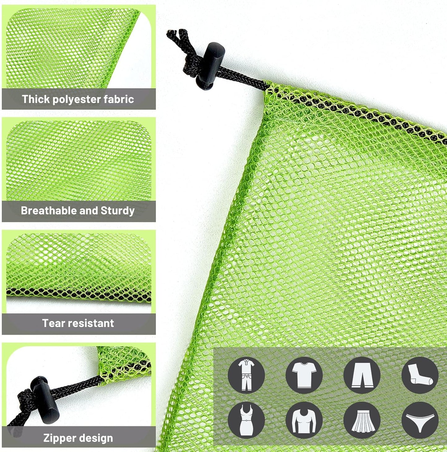 Berlune 12 Pcs Large Laundry Bag Colorful Extra Large Mesh Laundry Bag Bulk with Drawstring Heavy Duty Mesh Machine Washable Drawstring Pouch (32 * 24in)